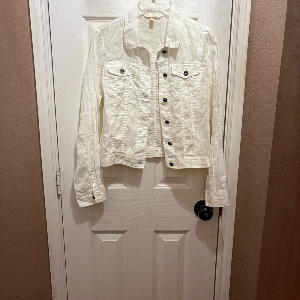 Eileen Fisher Cream Linen Jacket - Picture 6 of 10